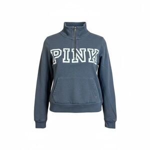 Victoria's Secret PINK Women's Blue Half-Zip Sweatshirt